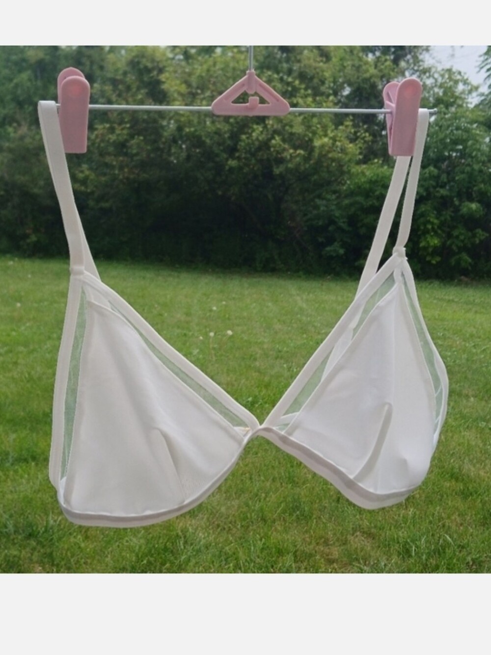 White Unlined Bra, Braleete Top with Adjustable Straps Large
